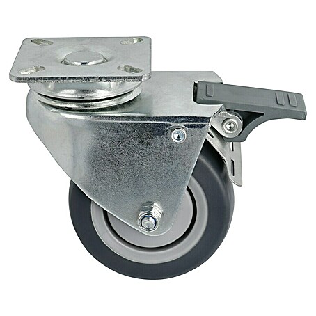 Stabilit Apparate-Doppelrolle (Durchmesser Rollen: 75 mm, Traglast: 100 kg, Kugellager, Mit Platte und Feststeller)