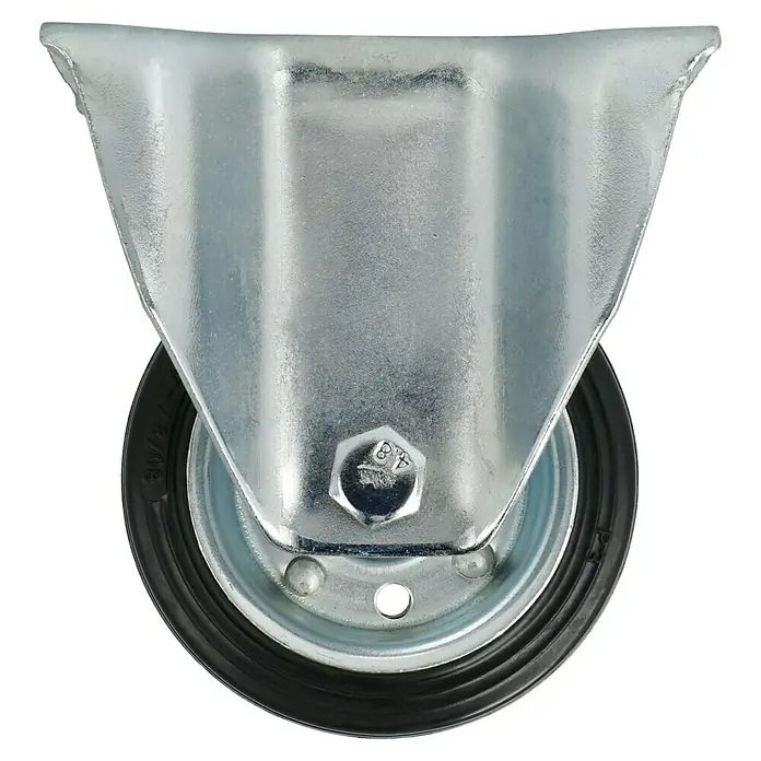 Stabilit Transportgeräte-Bockrolle - Durchmesser Rollen: 80 mm, Traglast: 50 kg, Rollenlager, Höhe: 107 mm - Dieses Bild zeigt ein Lenkrolle, ein unverzichtbares Bauelement für die Möbelherstellung und den Bau von Geräten, in Nahaufnahme.