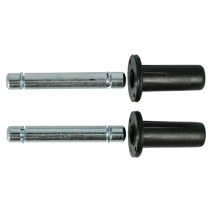Stabilit Befestigungs-Set - Geeignet für: Rohrinnendurchmesser 13 mm, Material Einschlaghülse: Kunststoff, Loch-/ Stiftdurchmesser: 8 mm, 2 Stk. - Zwei Schwerlastdübel mit einem Metallanker und einer schwarzen Kunststoffhülse für eine sichere Befestigung.