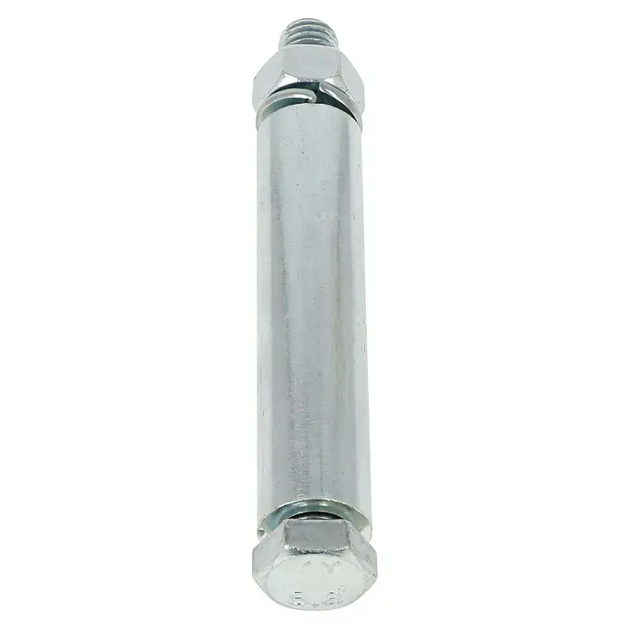 Stabilit Befestigungs-SetNabenlänge: 88 mm, Bohrung: 20 mm - Nahaufnahme eines Ankerbolzens aus Metall mit Schrauben an beiden Enden, ideal für Bauprojekte.
