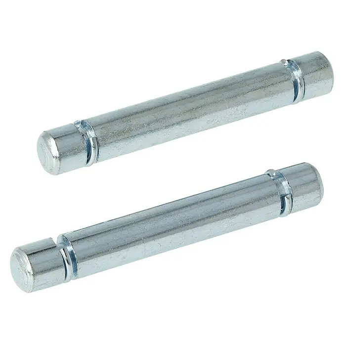 Stabilit Bundstift - Loch-/ Stiftdurchmesser: 8 mm, Geeignet für: Rückenloch 8 mm, 2 Stk. - Abbildung von zwei Metallstiften mit Rille und abgerundetem Ende, ideal für Befestigungen und als Maschinenelemente.