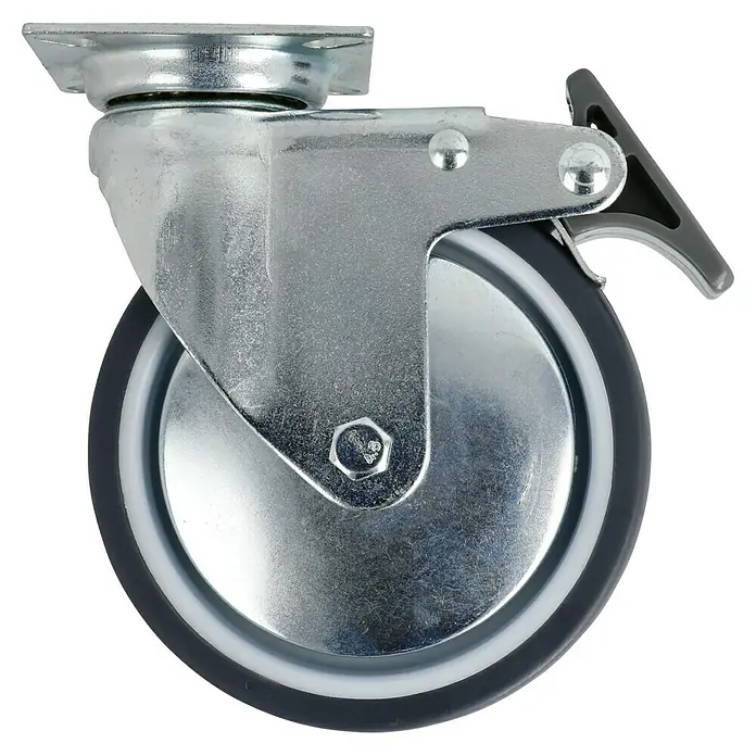 Stabilit Apparate-Lenkrolle - Durchmesser Rollen: 100 mm, Traglast: 55 kg, Gleitlager, Mit Platte und Feststeller - Drehbare Möbelrolle mit Bremse, ideal für flexible und sichere Möbelbewegungen.