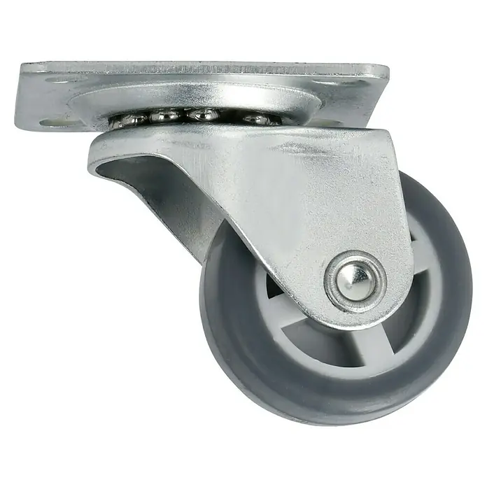 Stabilit Möbel-Lenkrolle - Durchmesser Rollen: 30 mm, Traglast: 20 kg, Gleitlager, Höhe: 38 mm - Schwenkrolle mit grauer Kunststoffrolle und Metallgehäuse, ideal für Möbel und Geräte, die leicht bewegt werden müssen.
