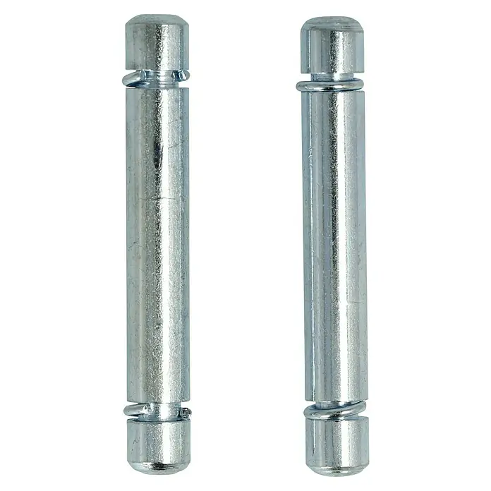 Stabilit Bundstift - Loch-/ Stiftdurchmesser: 8 mm, Geeignet für: Rückenloch 8 mm, 2 Stk. - Das Bild zeigt zwei silberfarbene Metallstifte mit einer spiralförmigen Drahtbefestigung. Ideal für verschiedene Anwendungen im Handwerk.