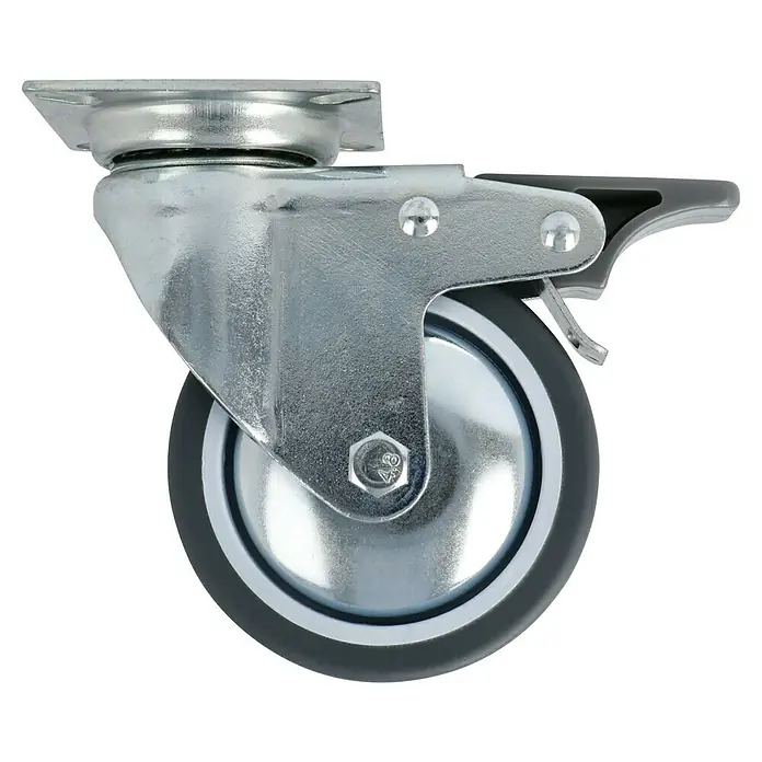 Stabilit Apparate-Lenkrolle - Durchmesser Rollen: 75 mm, Traglast: 50 kg, Gleitlager, Mit Platte und Feststeller - Lenkrolle mit Feststeller für Möbel und Geräte. Das robuste Design ermöglicht eine einfache Bewegung schwerer Lasten.