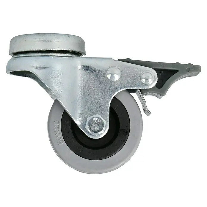 Stabilit Apparate-Lenkrolle - Durchmesser Rollen: 50 mm, Traglast: 45 kg, Material Rad: Gummi, Mit Rückenloch und Feststeller, Gleitlager - Ein Möbelrolle mit Feststellbremse, ideal für den flexiblen Einsatz und sicheren Stand. Die Rolle ist robust und langlebig.