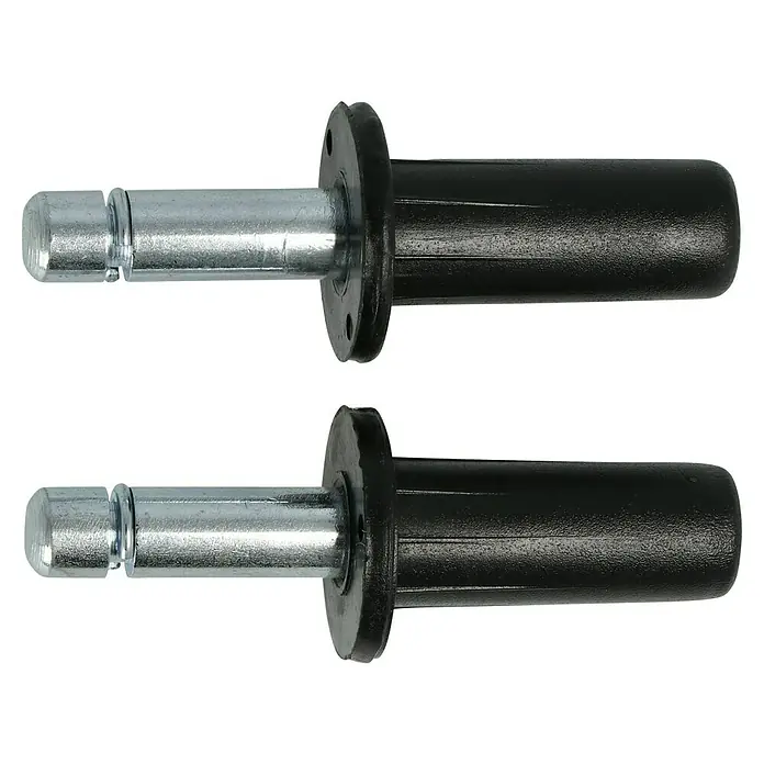 Stabilit Befestigungs-Set - Geeignet für: Rohrinnendurchmesser 13 mm, Material Einschlaghülse: Kunststoff, Loch-/ Stiftdurchmesser: 8 mm, 2 Stk. - Zwei schwarze Stuhlschoner mit Metalleinsatz, die den Boden vor Kratzern schützen und für einen sicheren Stand der Möbel sorgen.