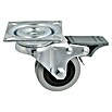 Stabilit Apparate-Lenkrolle (Durchmesser Rollen: 50 mm, Traglast: 45 kg, Material Rad: Gummi, Mit Platte und Feststeller, Gleitlager)