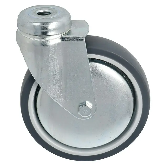 Lenkrolle mit Rückenloch, Thermoplastischer Kunststoff (TPE), silberfarben