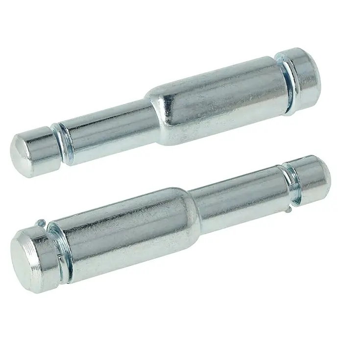 Stabilit Bundstift - Loch-/ Stiftdurchmesser: 11 mm, Geeignet für: Rückenloch 8 mm, 2 Stk. - Zwei silberne Metallstifte liegen auf einem schwarzen Untergrund. Die Stifte haben einen abgerundeten Kopf und eine zylindrische Form.
