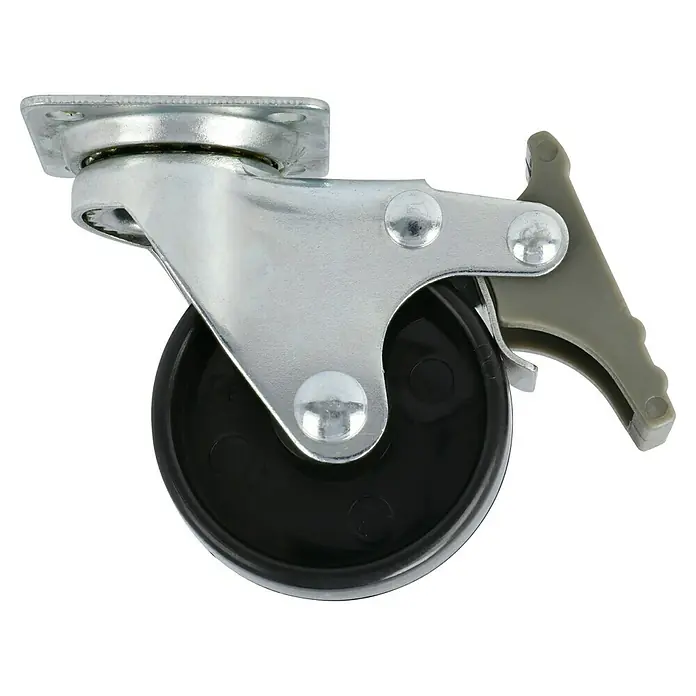 Stabilit Möbel-Lenkrolle - 50 mm, Traglast: 35 kg, Gleitlager, Höhe: 66 mm, Mit Platte und Feststeller - Lenkrolle mit Bremse, ideal für Möbel und Geräte. Die robuste Konstruktion sorgt für Stabilität und einfache Manövrierbarkeit.