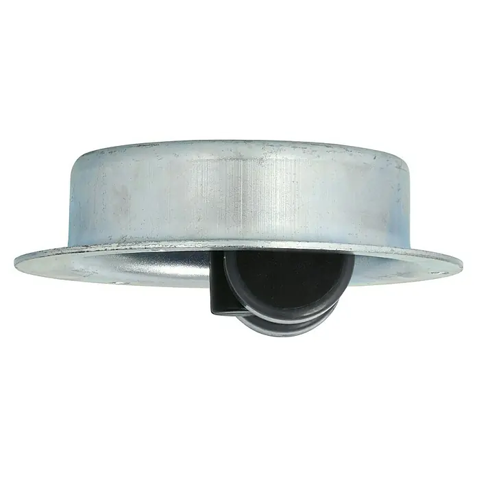 Dörner & Helmer Bohrsenkrolle - Ø x H: 104 x 40 mm, Traglast: 70 kg, Gleitlager - Metallmöbelrolle mit schwarzem Rad. Diese Lenkrolle eignet sich gut für Möbel und andere leichte Anwendungen.