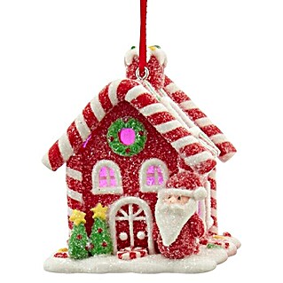 Kurt S. Adler Christbaumschmuck Lebkuchenhaus (Rot, Kunststoff, 5,99 x 5,99 x 7,87 cm)