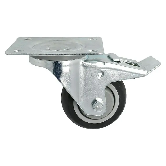 Dörner & Helmer Transportgeräterolle - Durchmesser Rolle: 80 mm, Traglast: 100 kg, Mit Platte und Feststeller - Lenkrolle mit Bremse, ideal für Möbel oder Werkstattausrüstung. Robuste Konstruktion für hohe Belastbarkeit.
