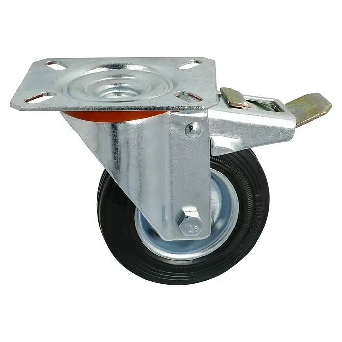 Stabilit TransportgeräterolleDurchmesser Rollen: 100 mm, Traglast: 70 kg, Rollenlager, Mit Platte und Feststeller