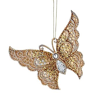 Kurt S. Adler Christbaumschmuck Schmetterling glitzer (Gold, Kunststoff, L x B x H: 13,21 x 3 x 10,92 cm)