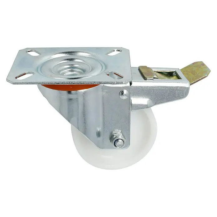 Stabilit Transportgeräterolle - Durchmesser Rollen: 80 mm, Traglast: 150 kg, Gleitlager, Mit Platte und Feststeller - Drehbarer Möbelroller mit Bremse. Der Schwerlast-Apparaterolle ist ideal für Möbel und Geräte, bietet Flexibilität und sicheren Halt.