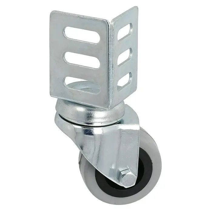 Stabilit Apparate-LenkrolleDurchmesser Rollen: 50 mm, Traglast: 40 kg, Material Rad: Gummi, Mit Winkelblech, Gleitlager - Schwenkrolle mit Winkelbefestigung, ideal für Möbel und Geräte. Robuste Ausführung für hohe Belastbarkeit.