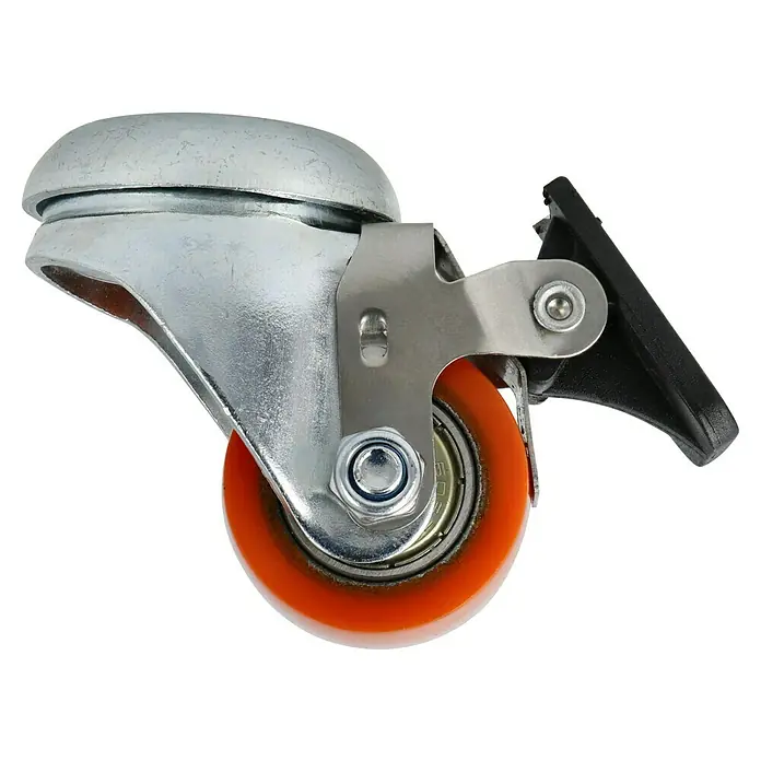 Dörner & Helmer Schwerlastrolle - Durchmesser Rollen: 35 mm, Traglast: 100 kg, Kugellager, Mit Rückenloch und Feststeller - Schwenkrolle mit Bremse, ideal für den Einsatz an Möbeln, Werkbänken oder anderen beweglichen Objekten.