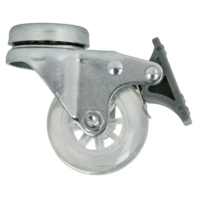 Dörner & Helmer Design-Lenkrolle - Durchmesser Rollen: 50 mm, Traglast: 40 kg, Gleitlager, Mit Rückenloch und Feststeller - Möbelrolle mit Bremse. Diese Lenkrolle ist ideal für den Einsatz an Bürostühlen und anderen Möbeln.