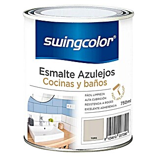 swingcolor Esmalte para azulejos Cocinas y baños (Gris topo, 750 ml, Brillante)