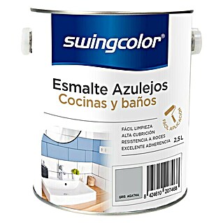 swingcolor Esmalte para azulejos Cocinas y baños (Gris ágata, 2,5 l, Brillante)