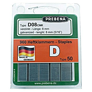 Prebena Heftklammer Typ D (Länge: 8 mm, Rückenbreite: 12,5 mm, 960 Stk.)