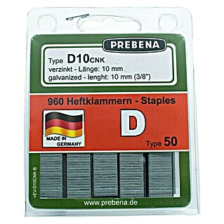 Prebena Heftklammer Typ D (Länge: 10 mm, Rückenbreite: 12,5 mm, 960 Stk.)