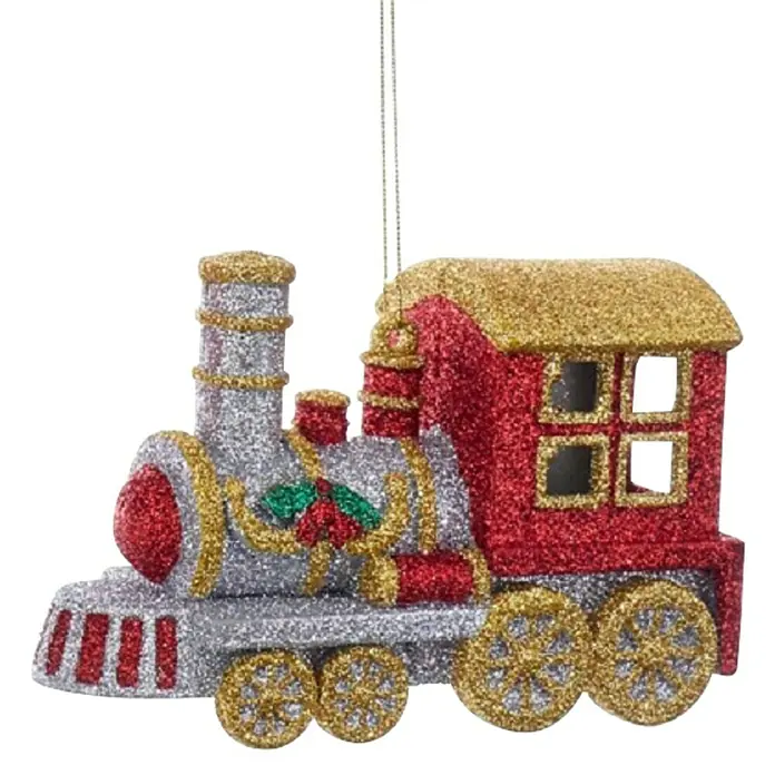 Kurt S. Adler Christbaumschmuck Zug - Rot, Kunststoff - Funkelnde Zug-Weihnachtsbaumspitze mit roter und goldener Farbgebung, die festliche Stimmung verbreitet.