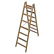 Escalera de peldaños dobles (Altura de trabajo: 3,25 m, 2 x 7 escalones, Madera)