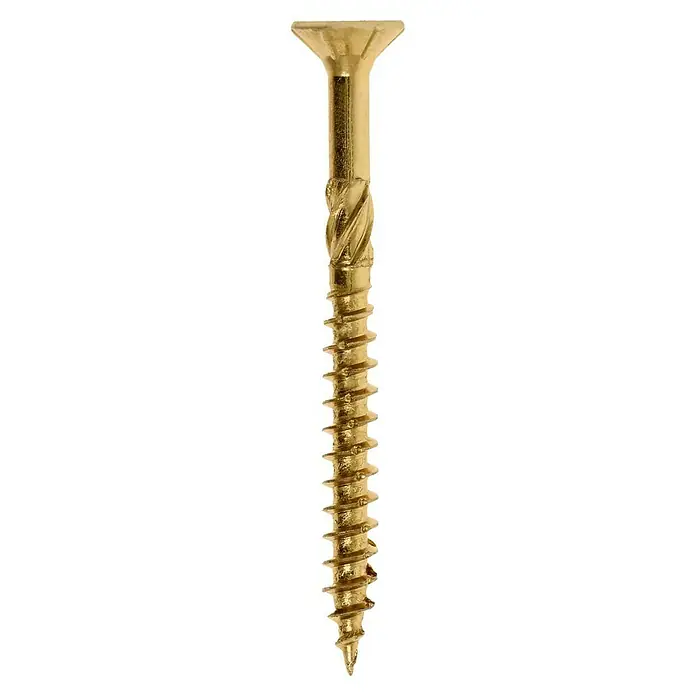 Profi Depot Mehrzweck-Schraube Turbo Drill - Ø x L: 4,5 x 50 mm, TX für TORX-Antriebe, Senkkopf, 200 Stk. - Goldene Holzschraube mit flachem Kopf und scharfem Gewinde, ideal für Holzverbindungen.