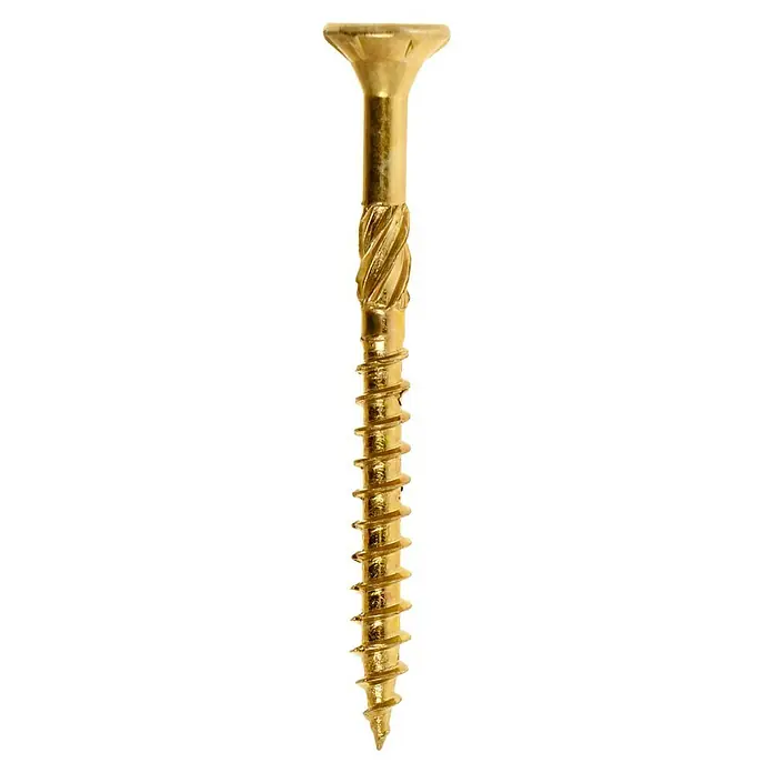 Profi Depot Mehrzweck-Schraube Turbo Drill - Ø x L: 4 x 45 mm, TX für TORX-Antriebe, Senkkopf, 200 Stk. - Goldene Holzschraube mit flachem Kopf und scharfen Gewinden für sichere Befestigung in Holzmaterialien.