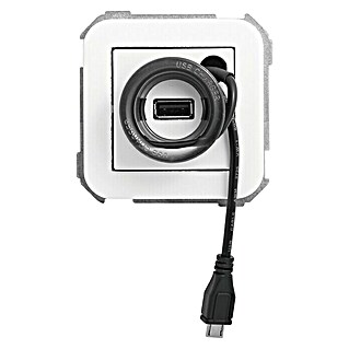 Simon 31 Toma USB con cable integrado (Blanco, Con cable de conexión, Plástico, Montaje en la pared)