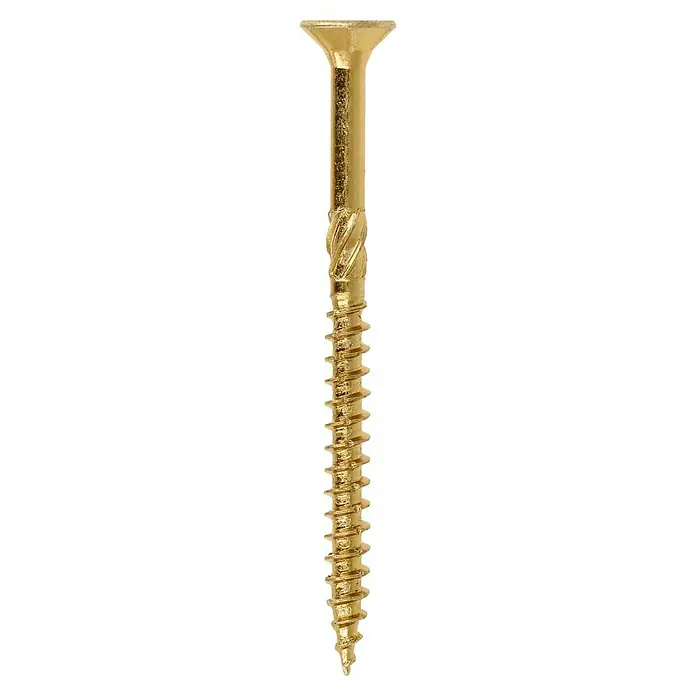 Profi Depot Mehrzweck-Schraube Turbo Drill - Ø x L: 4,5 x 60 mm, TX für TORX-Antriebe, Senkkopf, 100 Stk. - Goldene Holzschraube mit Senkkopf und Gewinde für Befestigungsarbeiten. Ideal für Holzverbindungen mit sauberem Abschluss.