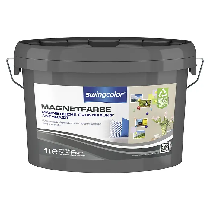 swingcolor Magnetfarbe - Anthrazit, 1 l - Magnetfarbe von Swingcolor, magnetische Grundierung in Anthrazit. Ausreichend für ca. 4-5m² bei zweimaligem Anstrich.