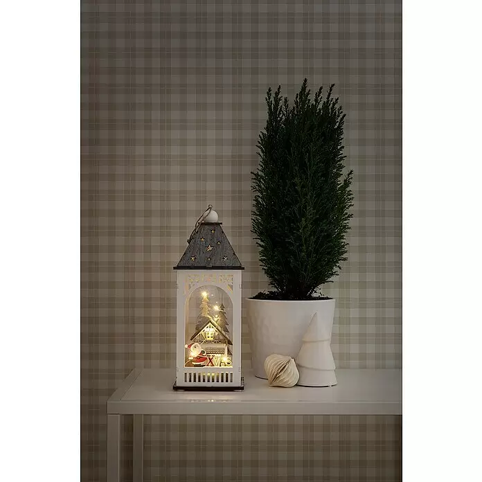 Konstsmide LED-Weihnachtslaterne - 11 x 11 x 29 cm, Batteriebetrieben, IP20 - Stimmungsaufnahme