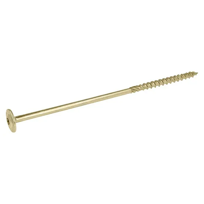 Profi Depot Holzbauschraube TX - Tellerkopf, TX für TORX-Antriebe, 25 Stk., Ø x L: 8 x 220 mm - Nahaufnahme einer einzelnen Senkkopfschraube mit grobem Gewinde, ideal für Holzkonstruktionen und Heimwerkerprojekte.