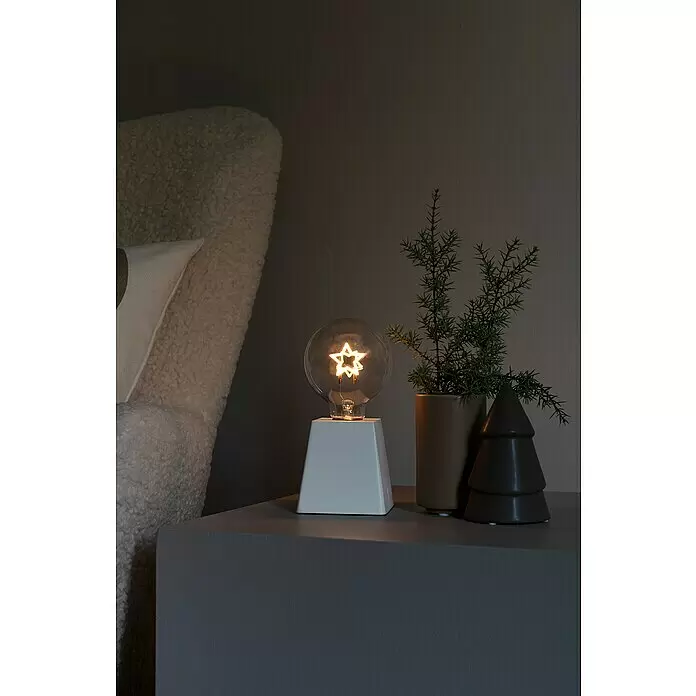 Konstsmide LED-Weihnachtsdekoleuchte - 8 x 8 x 17,5 cm, Weiß, Batteriebetrieben, LED, Stern - Stimmungsaufnahme