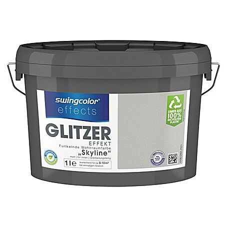 swingcolor effects Farbeffektputz Funkelnde Wohnraumfarbe mit Glitzer-Effekt (Skyline, Glitzernd, 1 l)