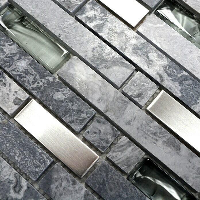 Mosaikfliese Verbund Crystal XCM MV778 (30 x 30 cm, Grau/Silber, Glänzend)