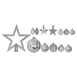 Christbaumkugel-Set (Silber, Kunststoff, Rund, 75 Stk.)
