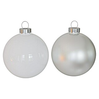 Weihnachtskugeln (Just White, Glas, Durchmesser: 8 cm, 12 Stk.)