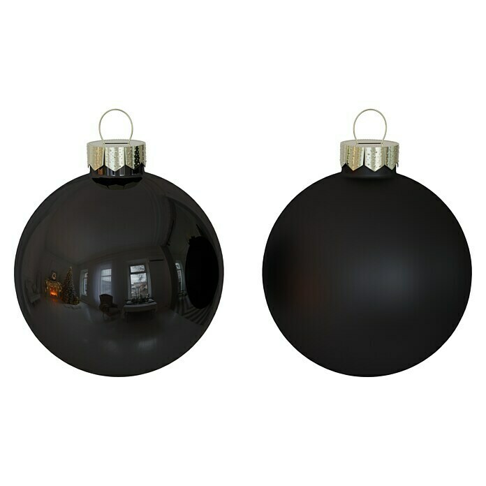 Weihnachtskugeln (Ebony Black, Glas, Durchmesser: 6 cm, 20 Stk.)