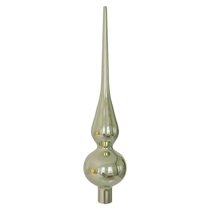 Christbaumspitze - Länge: 6,2 cm, Steinbock Glanz - Ein schlanker, silberfarbener Baumspitzenaufsatz mit einem eleganten Design, ideal für festliche Dekorationen.