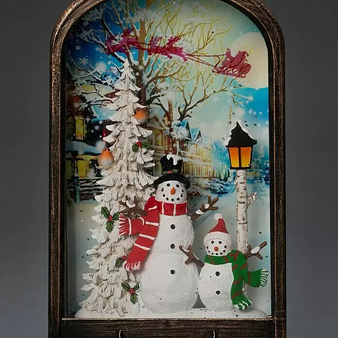 Konstsmide LED-Schneelaterne Schneemann - Innen, 13 x 7,5 x 33 cm, Schneemann, Batteriebetrieben - Stimmungsaufnahme
