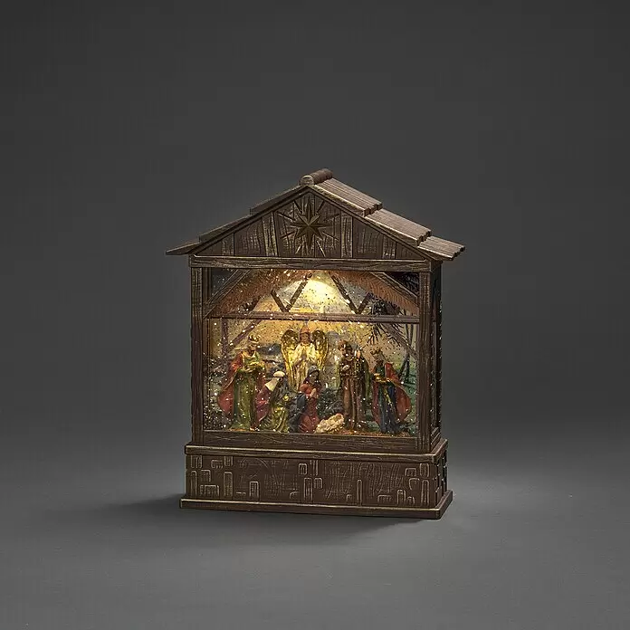 Konstsmide LED-Weihnachtslaterne - 7 x 22 x 25,5 cm, Braun, Batteriebetrieben, IP20 - Stimmungsaufnahme