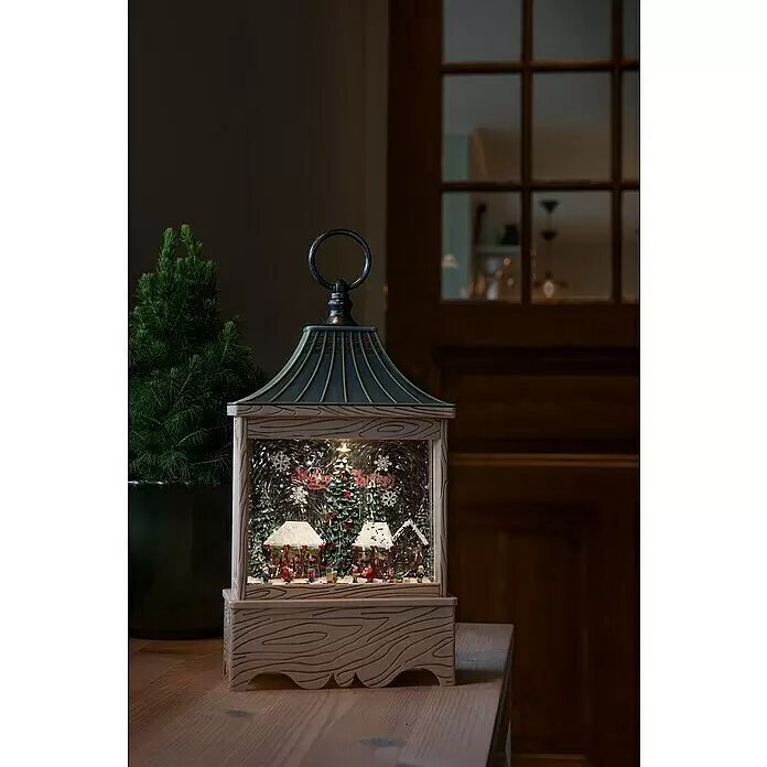 Konstsmide LED-Schneelaterne - Innen, 16 x 7,5 x 29 cm, Batteriebetrieben - Stimmungsaufnahme