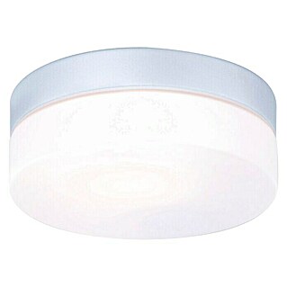 Globo Plafón para pared y techo exterior Vranos 18,5 (60 W, L x An x Al: 18,5 x 18,5 x 6,5 cm, Plateado, Opal, IP44)