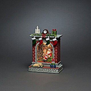 Konstsmide LED-Schneelaterne Kamin mit Weihnachtsmann (Innen, 10 x 18,2 x 26 cm, Batteriebetrieben)