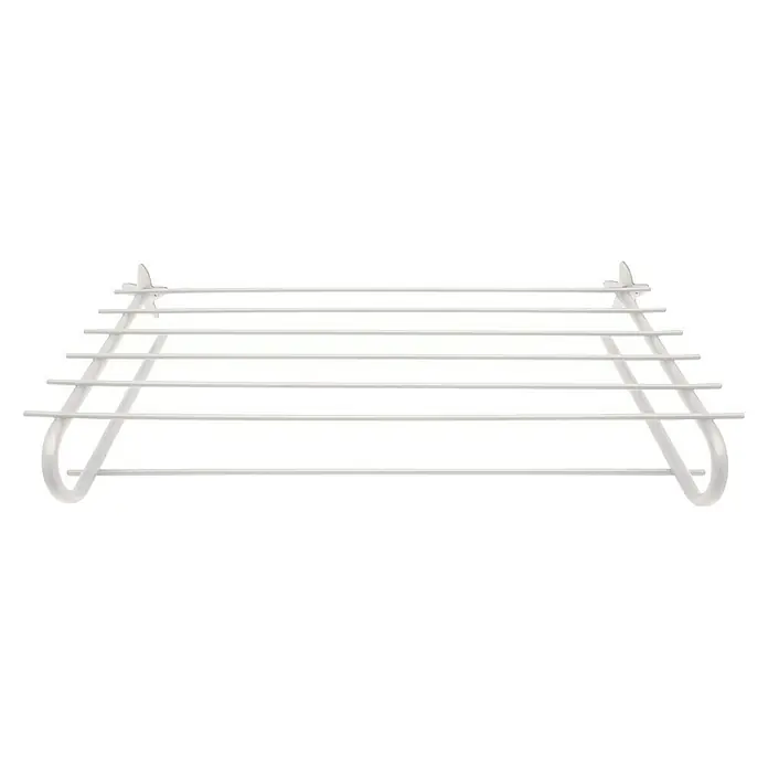CM Baños Miró Portatoallas - Ancho: 41 cm, Blanco, Mate - Un escurreplatos blanco con múltiples barras horizontales y soportes laterales redondeados. Accesorio práctico para la organización de la cocina.